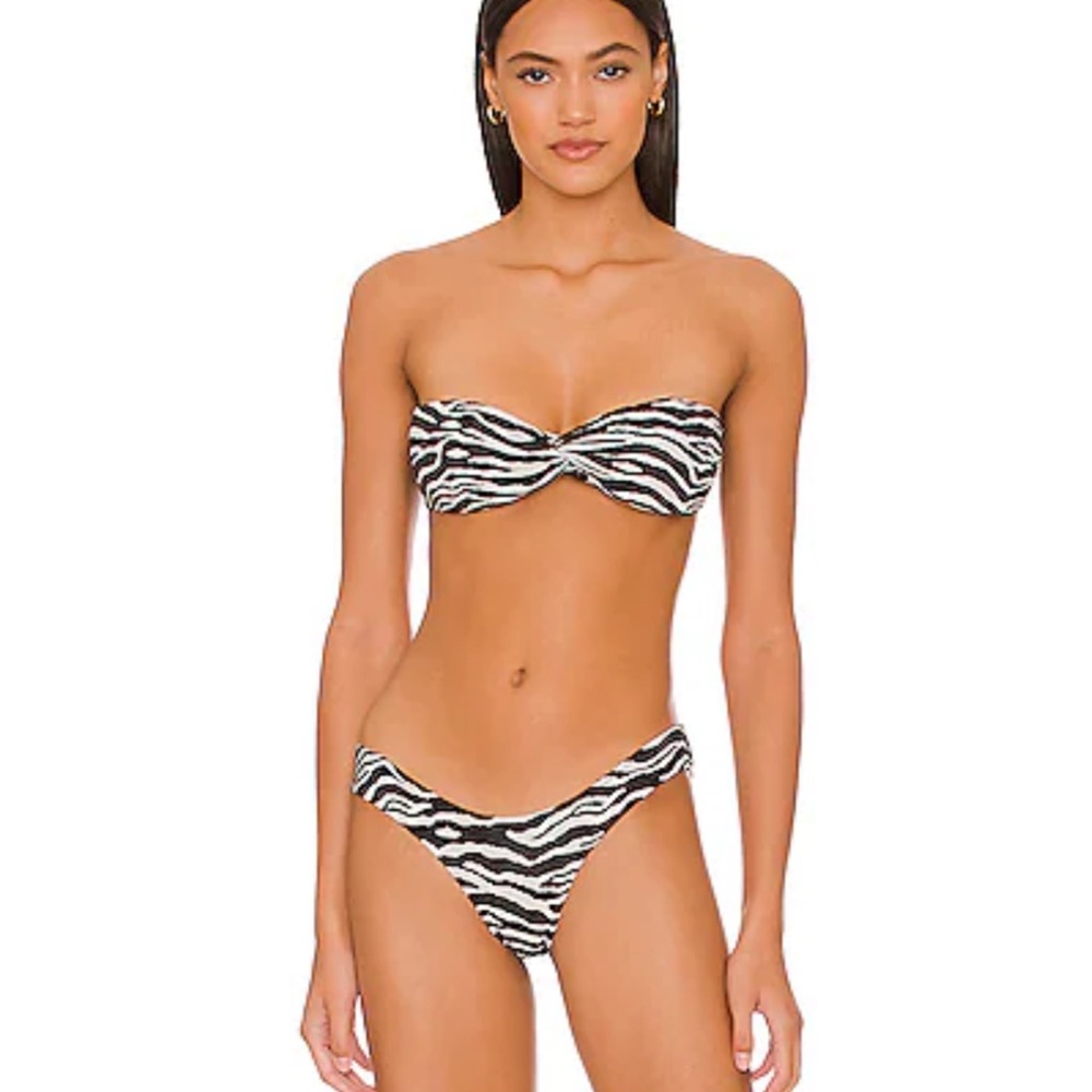 Ronny Kobo Zebra Print Bandeau Bikini -Electra Top and Nisha Bottom - size small